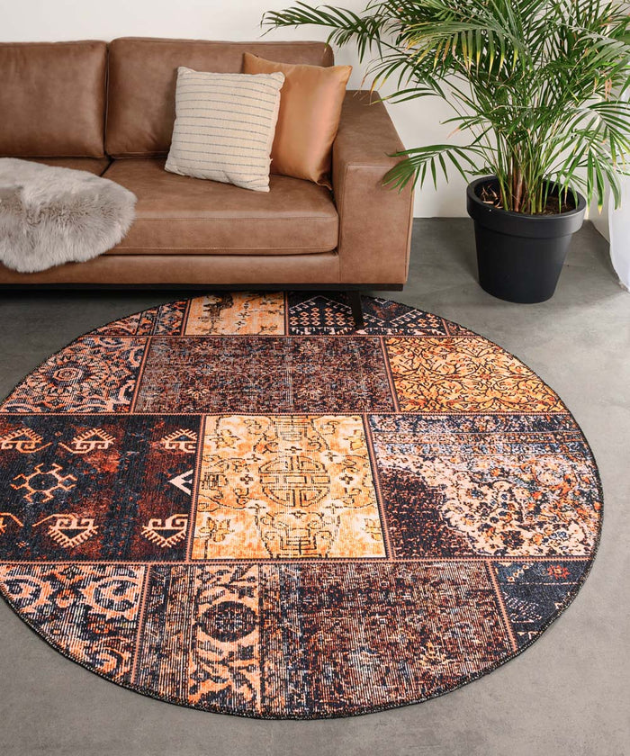 Heritaged Rond patchwork vloerkleed - Fade No.1 goud|bruin - 250 cm