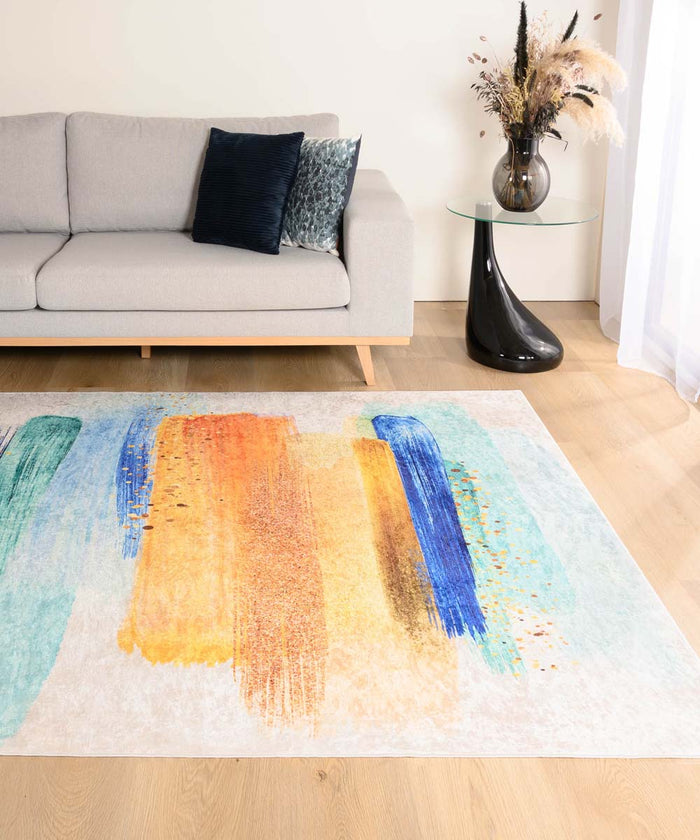 Tapeso Modern vloerkleed wasbaar - Moderna blauw|goud - 200x300 cm