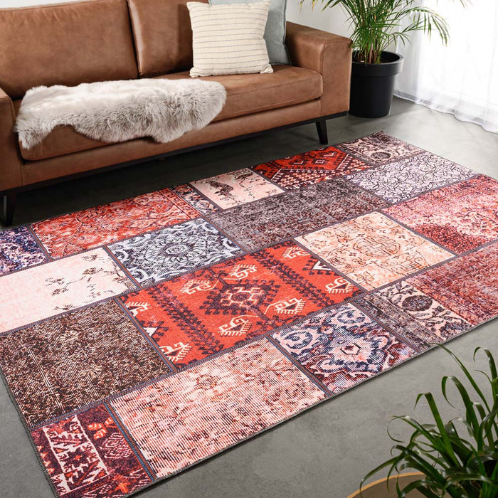 Heritaged Patchwork vloerkleed - Fade No.1 rood|multi - 230x330 cm
