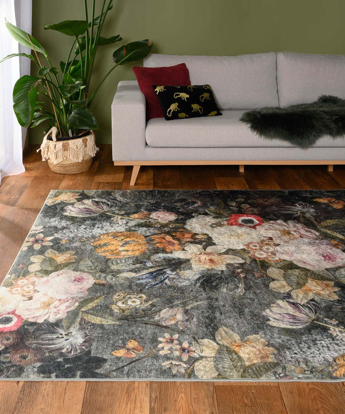 Tapeso Vloerkleed bloemen wasbaar - Moderna multi - 140x200 cm
