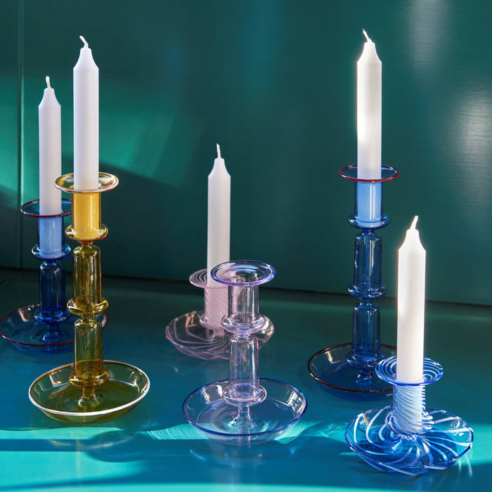 HAY Flare Stripe Kandelaar - Lichtblauw/Wit