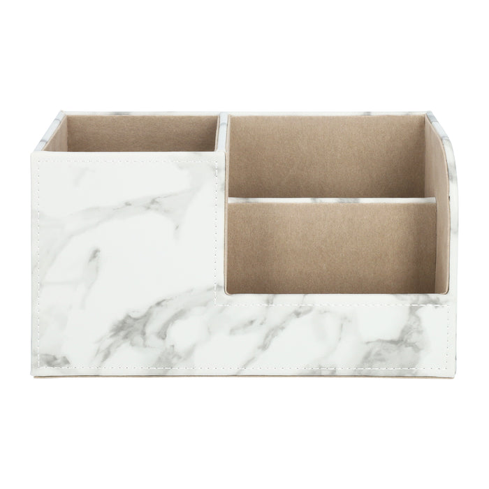 QUVIO Bureau organzier met 3 vakken - Witte marmer look