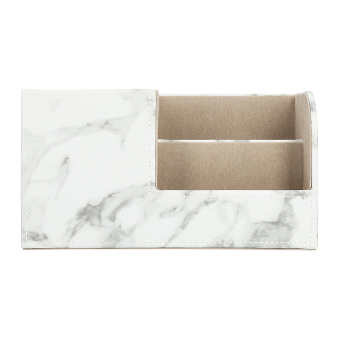 QUVIO Bureau organzier met 3 vakken - Witte marmer look