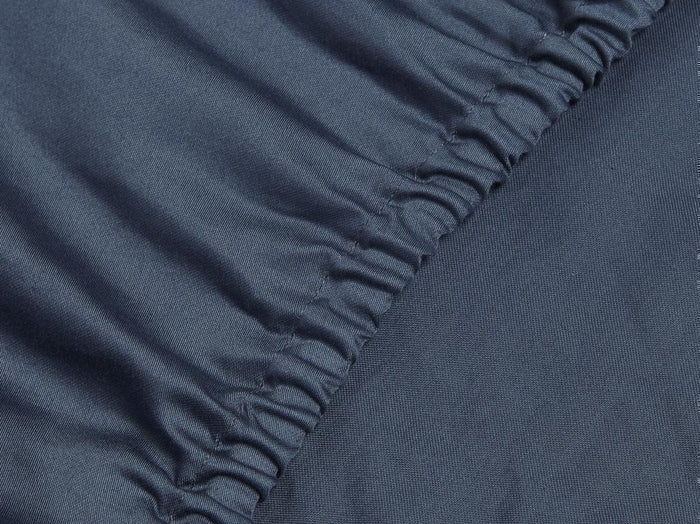 Yumeko hoeslaken gewassen katoen satijn blue 200x210x30