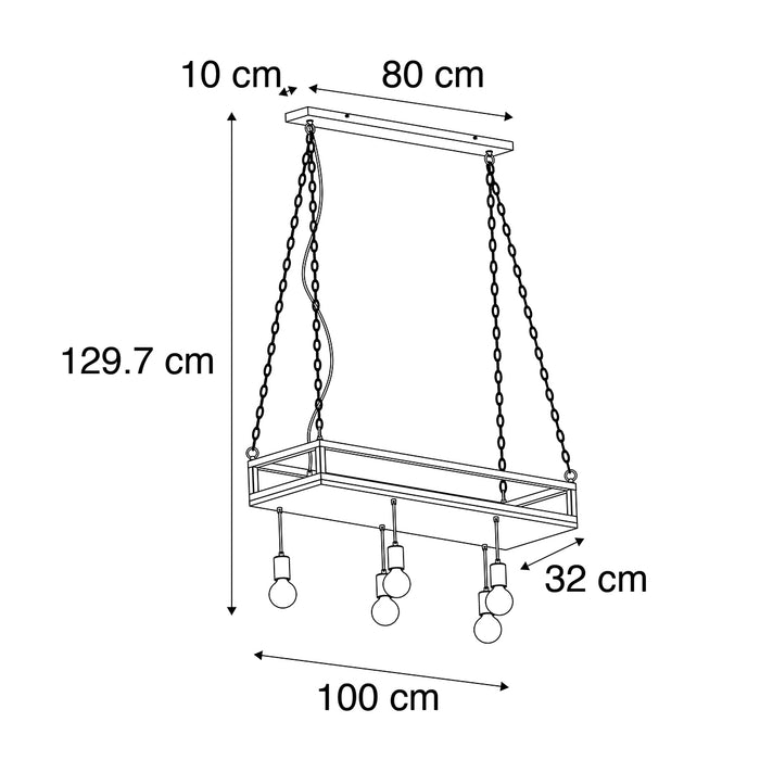 QAZQA Smart hanglamp zwart met hout incl. 5 Wifi G95 - Shelf