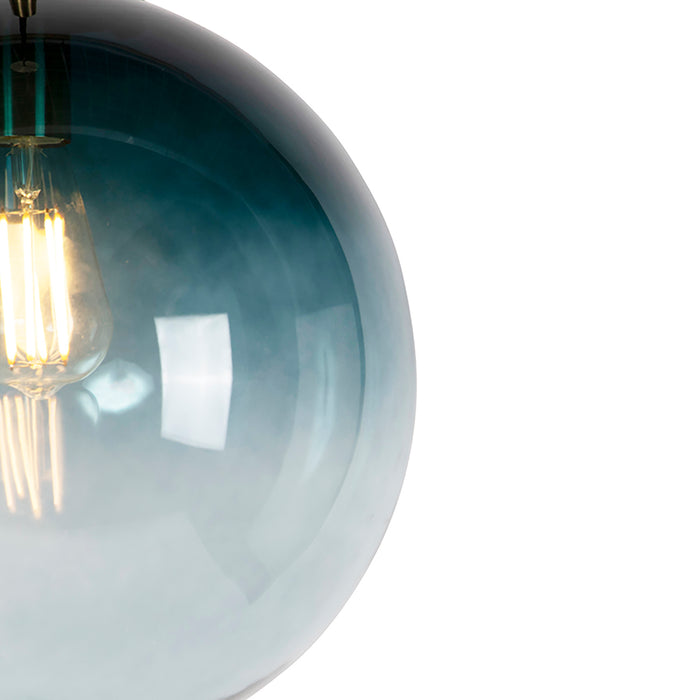 QAZQA Smart hanglamp messing met oceaanblauw glas 33 cm incl. Wifi
