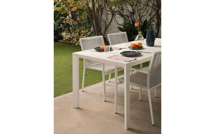 Kave Home - Culip buitentafel van aluminium met witte afwerking 180 x