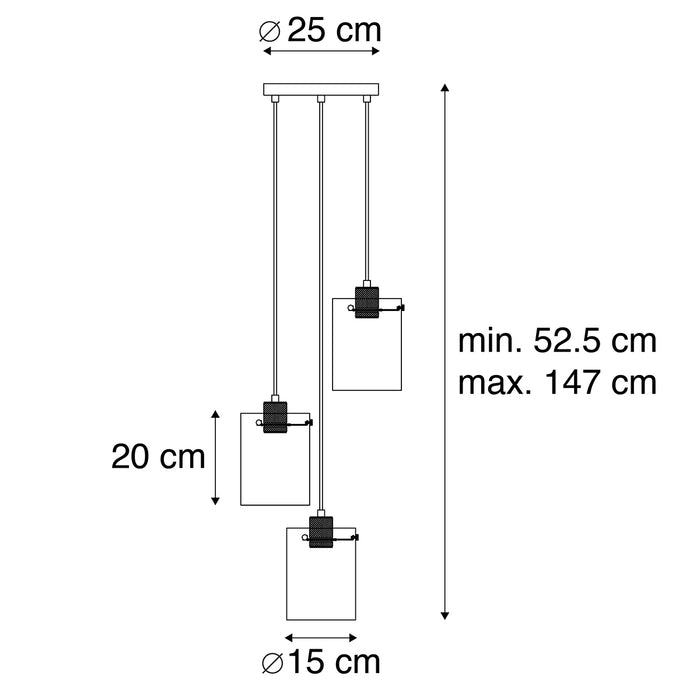 QAZQA Smart hanglamp zwart met smoke glas incl. 3 Wifi ST64 - Dome
