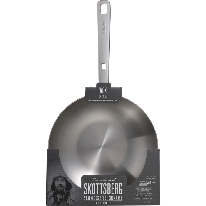 Skottsberg Wok Stainless Steel 28 cm Roestvrijstaal