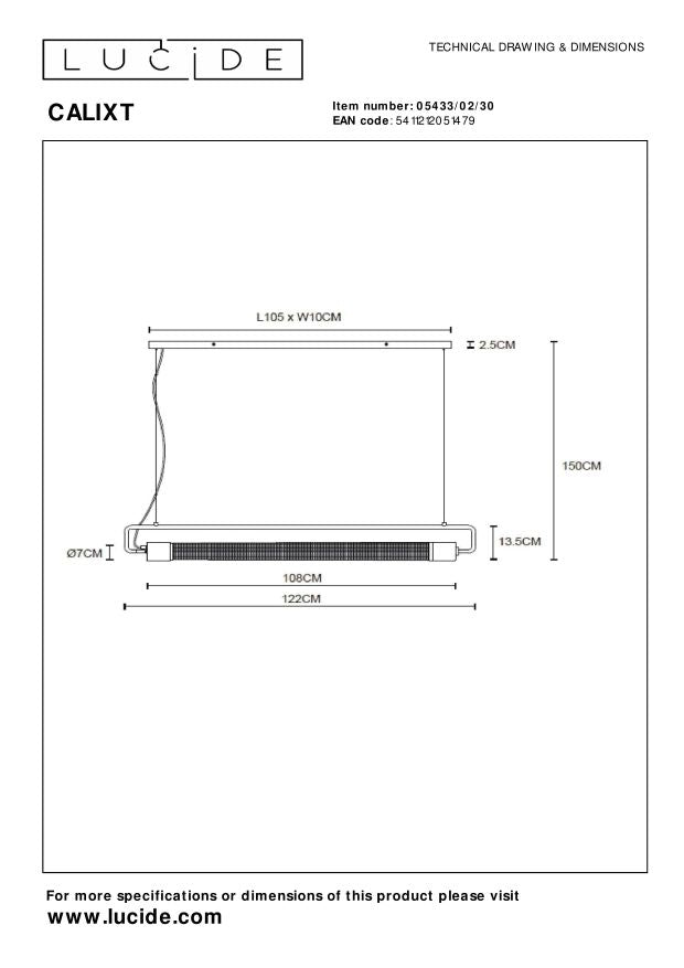 Lucide CALIXT Hanglamp - Zwart