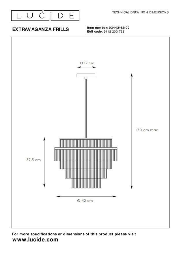 Lucide EXTRAVAGANZA FRILLS Hanglamp 1xE27 - Mat Goud | Messing