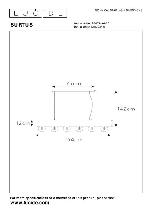 Lucide SURTUS Hanglamp - Zwart