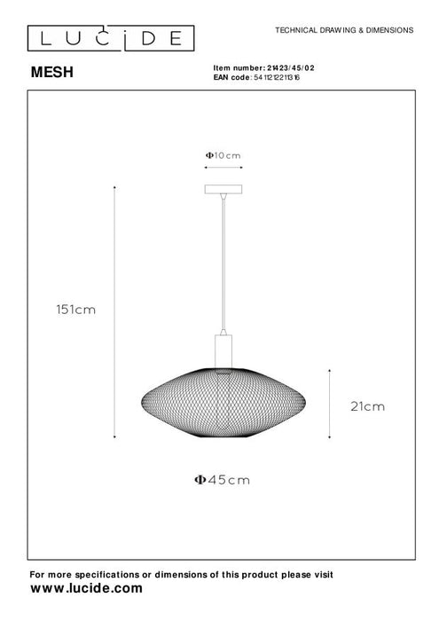 Lucide MESH Hanglamp - Mat Goud | Messing