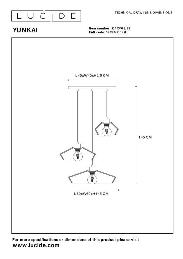 Lucide YUNKAI Hanglamp - Naturel