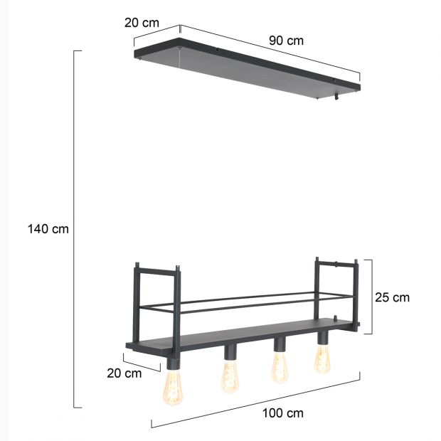 Mexlite Hanglamp - Metaal - Zwart