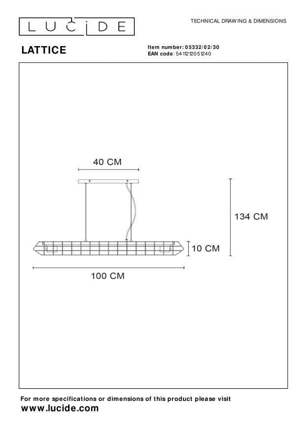 Lucide LATTICE Hanglamp - Zwart