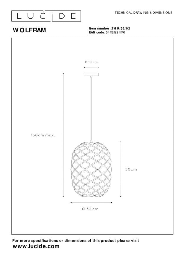 Lucide WOLFRAM Hanglamp - Mat Goud | Messing