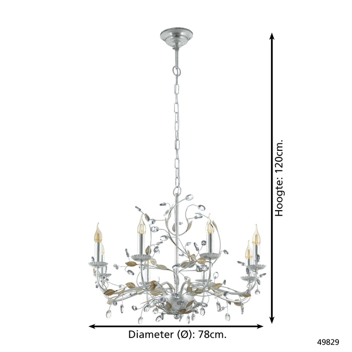 EGLO Vintage Flitwick 1 Kroonluchter - 8 Lichts - Ø780mm. - Zilver