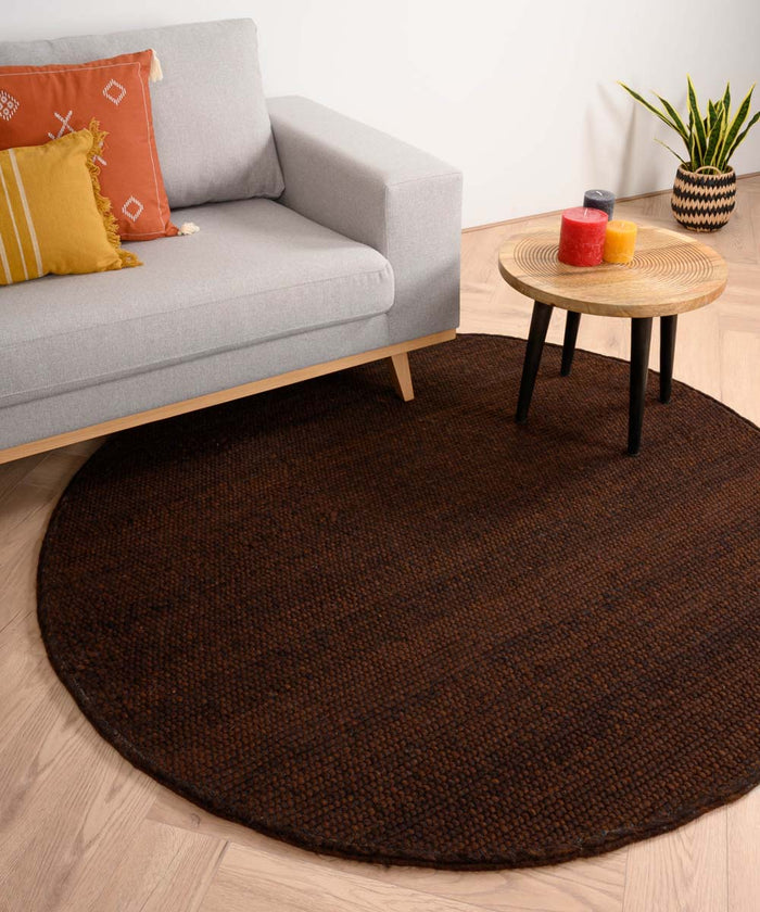 Nordic Weavers Rond wollen vloerkleed Lett - cacao - 160 cm