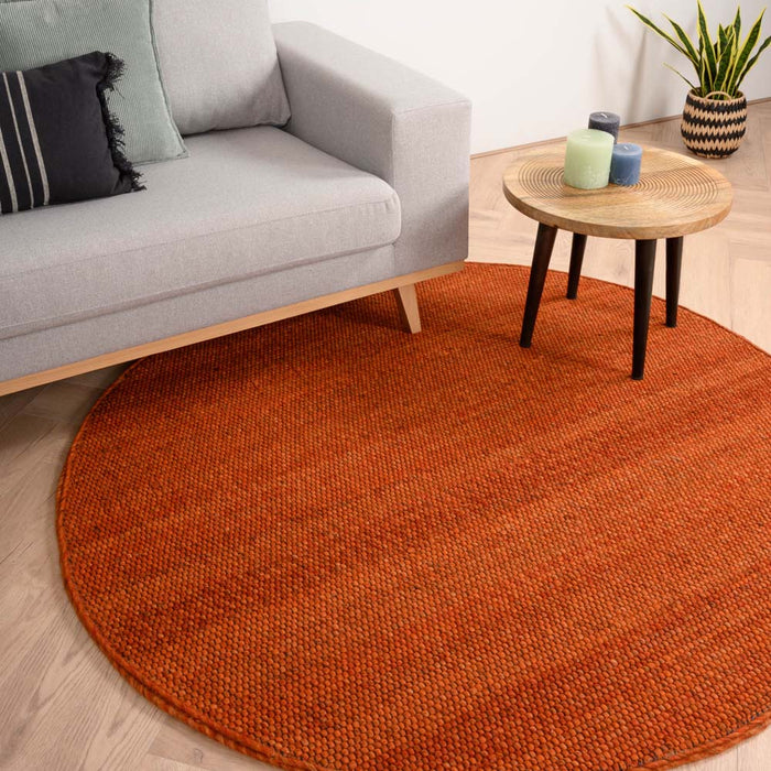 Nordic Weavers Rond wollen vloerkleed Lett - cognac - 120 cm