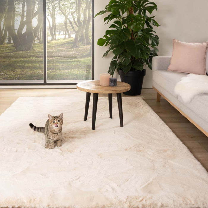 Tapeso Zacht hoogpolig vloerkleed - Comfy plus - crème - 80x150 cm