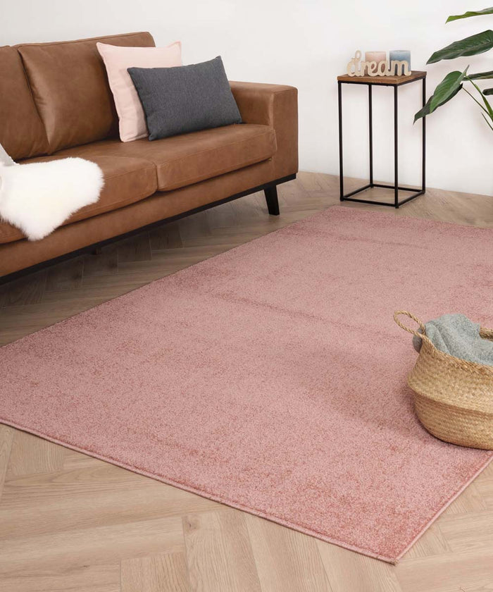 Tapeso Laagpolige loper Fine - roze - 80x200 cm