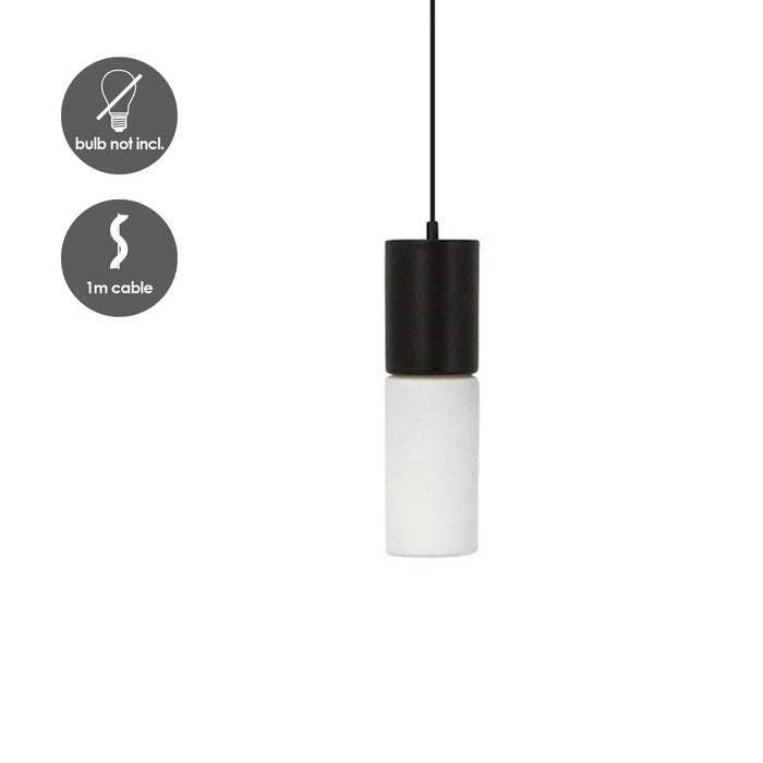 Home sweet home Cilinder Hanglamp - Zwart metaal | wit glas