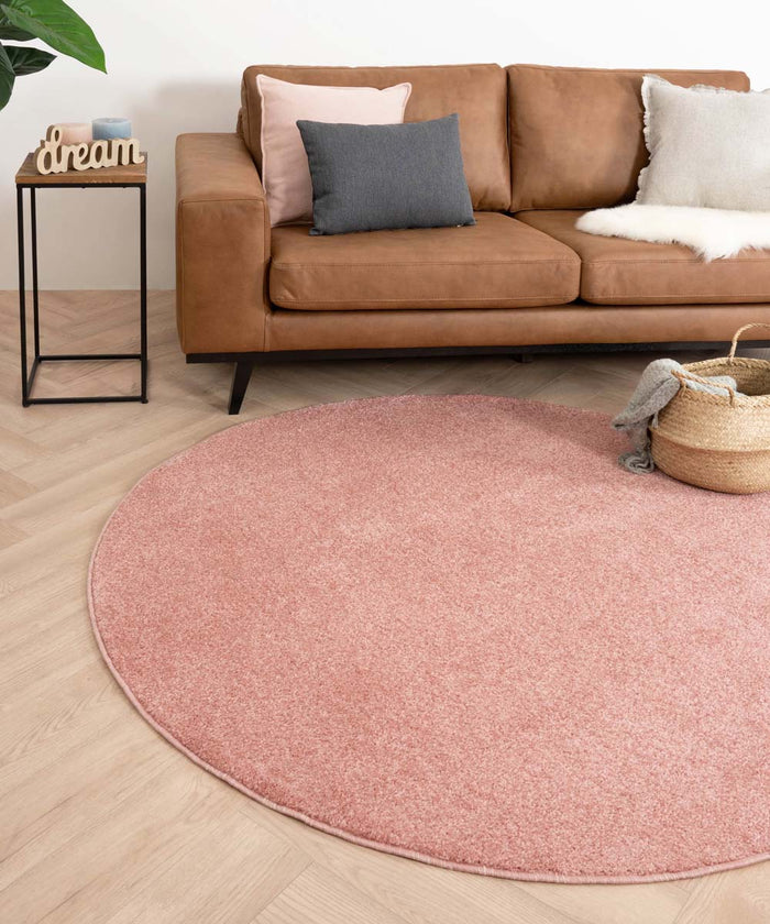 Tapeso Rond vloerkleed Fine - roze - 80 cm