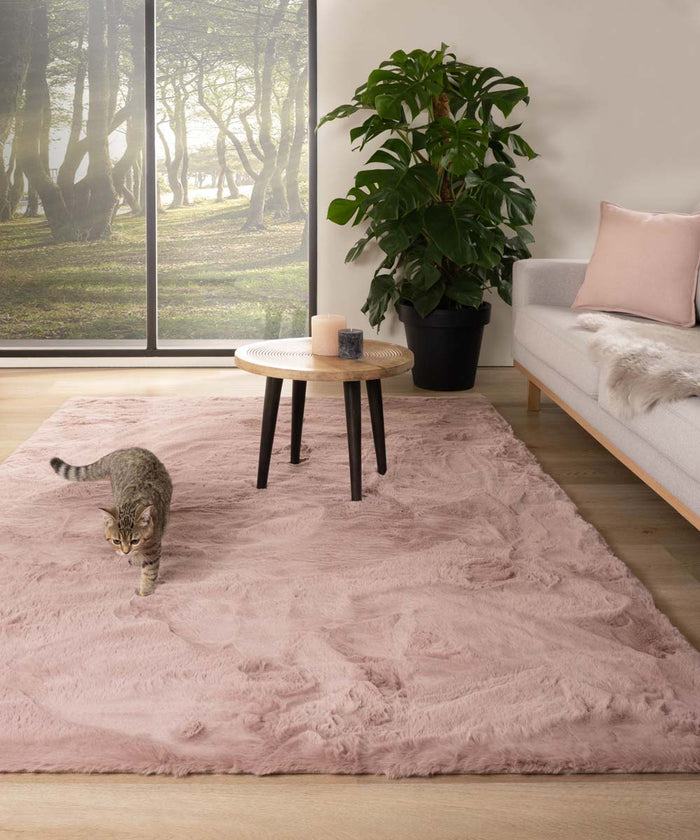 Tapeso Zacht hoogpolig vloerkleed - Comfy plus - roze - 80x150 cm