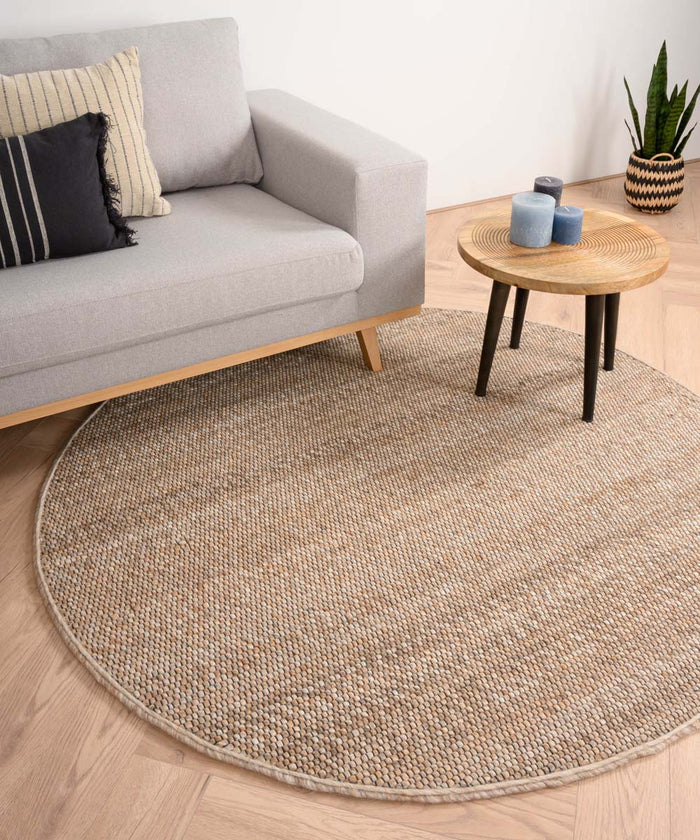 Nordic Weavers Rond wollen vloerkleed Lett - beige - 160 cm