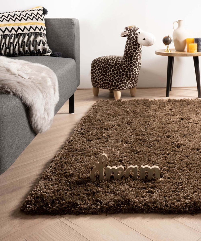Tapeso Hoogpolig vloerkleed - Cozy Shaggy - bruin - 200x300 cm