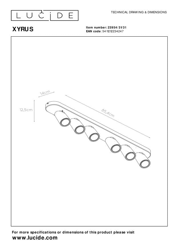 Lucide XYRUS Plafondspot 6xGU10 - Wit