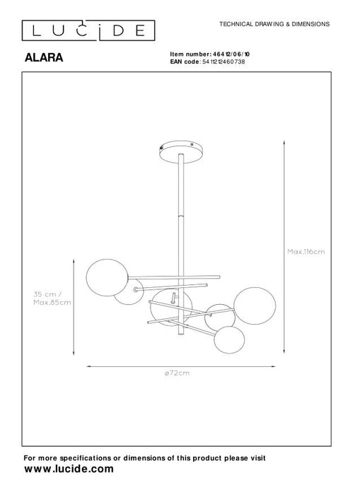 Lucide ALARA Hanglamp - Goud