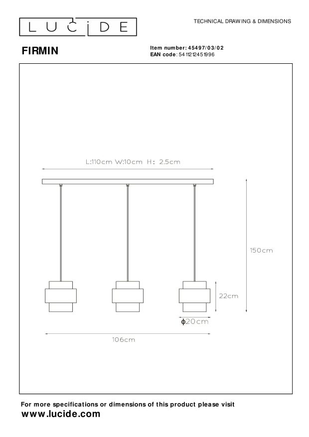 Lucide FIRMIN Hanglamp - Mat Goud | Messing