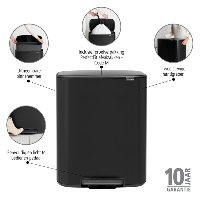 Brabantia Bo Pedaalemmer 60 Liter - Matt Black
