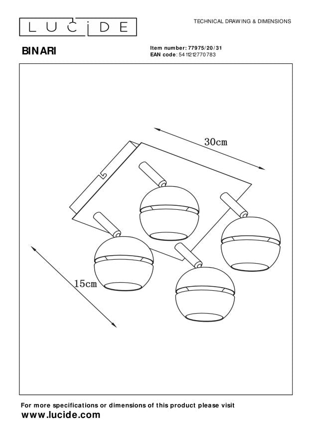 Lucide BINARI Plafondspot - Wit
