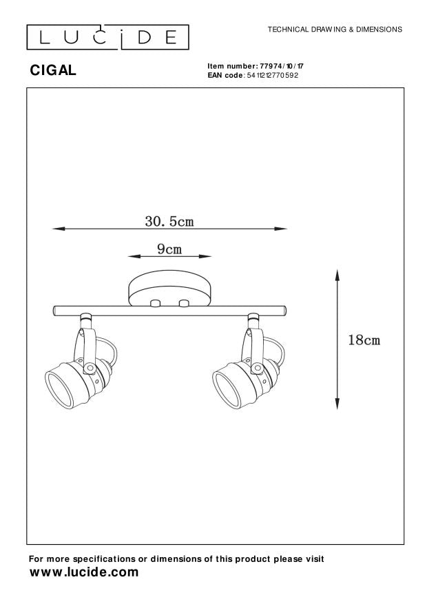 Lucide CIGAL Plafondspot - Koper