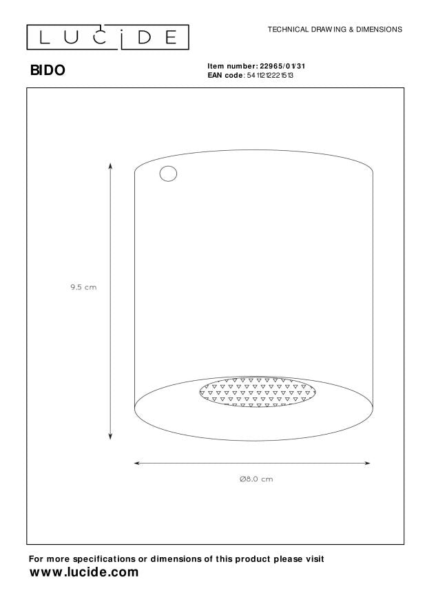 Lucide BIDO Plafondspot 1xGU10 - Wit