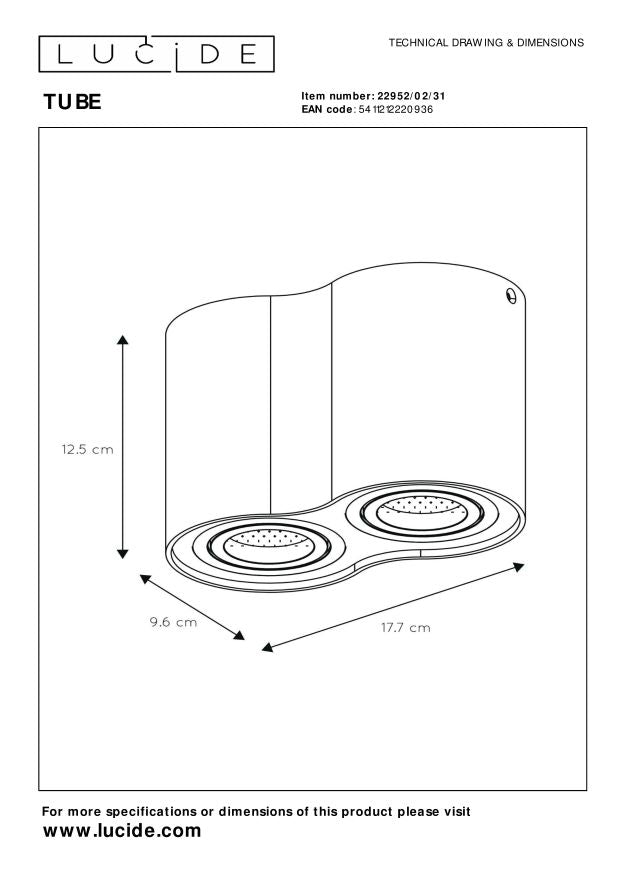 Lucide TUBE Plafondspot - Wit