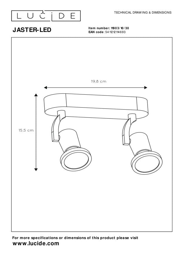 Lucide JASTER-LED Plafondspot - Zwart