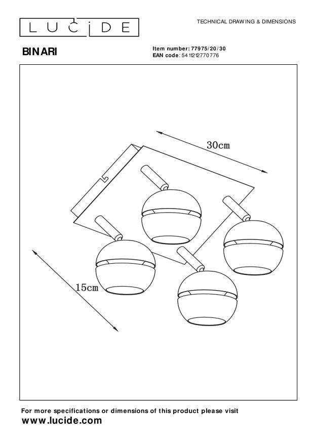 Lucide BINARI Plafondspot - Zwart
