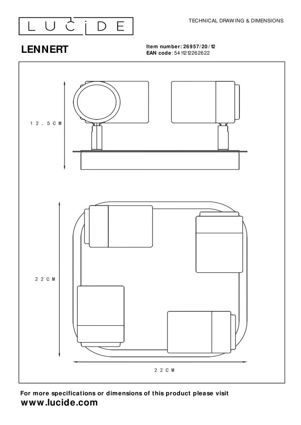 Lucide LENNERT Plafondspot - Mat chroom