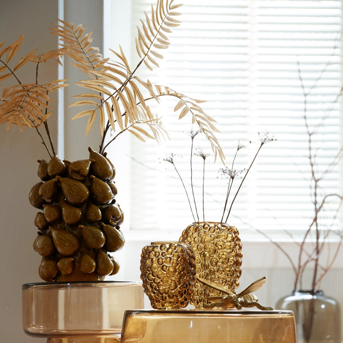 Light & Living Vaas Alfredo - Bruin - Glas - 17x25x17cm (BxHxD)