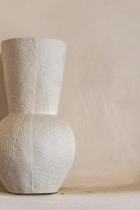 Gusta Vaas Lijnen Ø10,1x18,1 cm - Offwhite