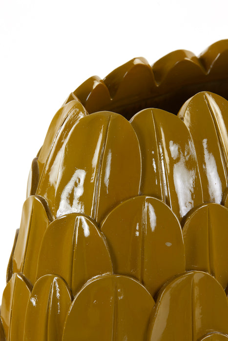 Light & Living Light&living Vaas deco 28,5x19x40 cm FEDER okergeel