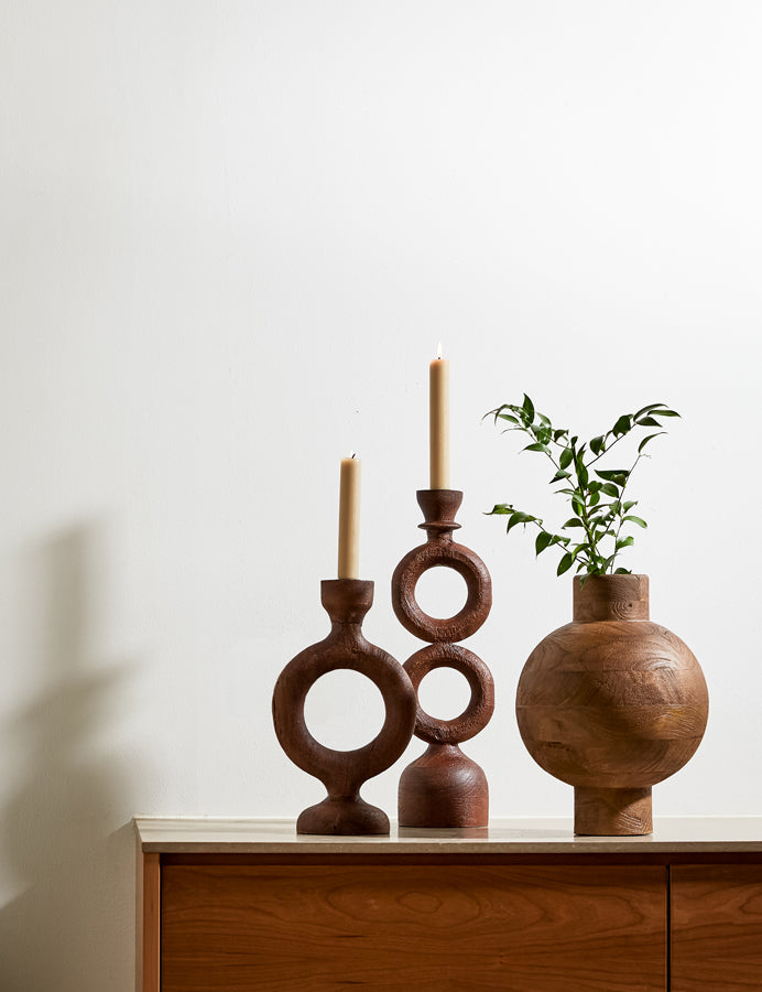 Light&living Vaas deco Ø23x32 cm BARUMI hout mat donker bruin