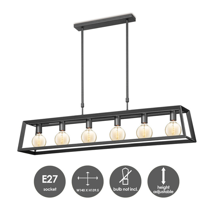 Home Sweet Home Sito 6 Lichts Hanglamp Zwart