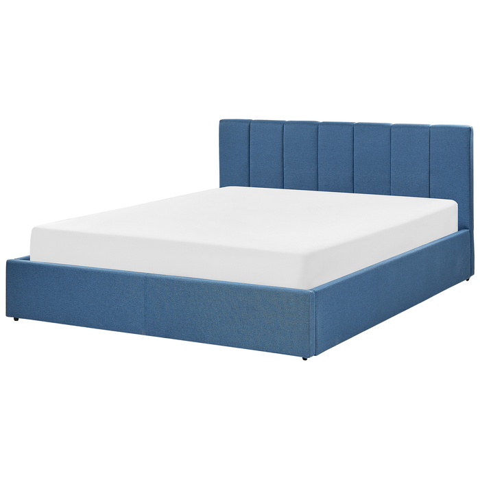 Beliani-DREUX-Bed met opbergruimte-Blauw-160 x 200 cm-Polyester