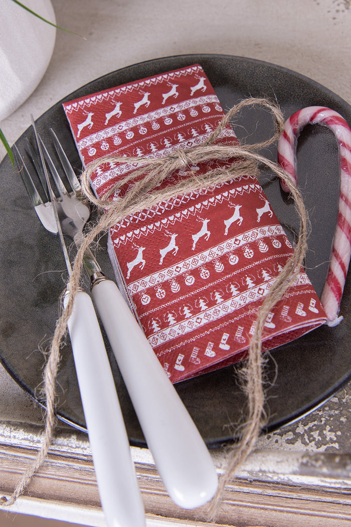 Clayre & Eef Servetten Papier Set van 20 33x33 cm (20) Rood Papier