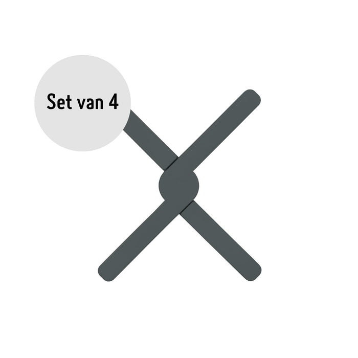 Krumble Opvouwbare siliconen pannenonderzetter - Antraciet - Set van 4